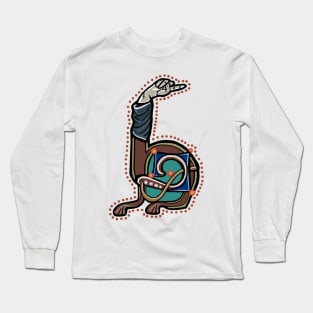 Letter H Manicule RIGHT W 14C Maastricht Psalter parody Long Sleeve T-Shirt
